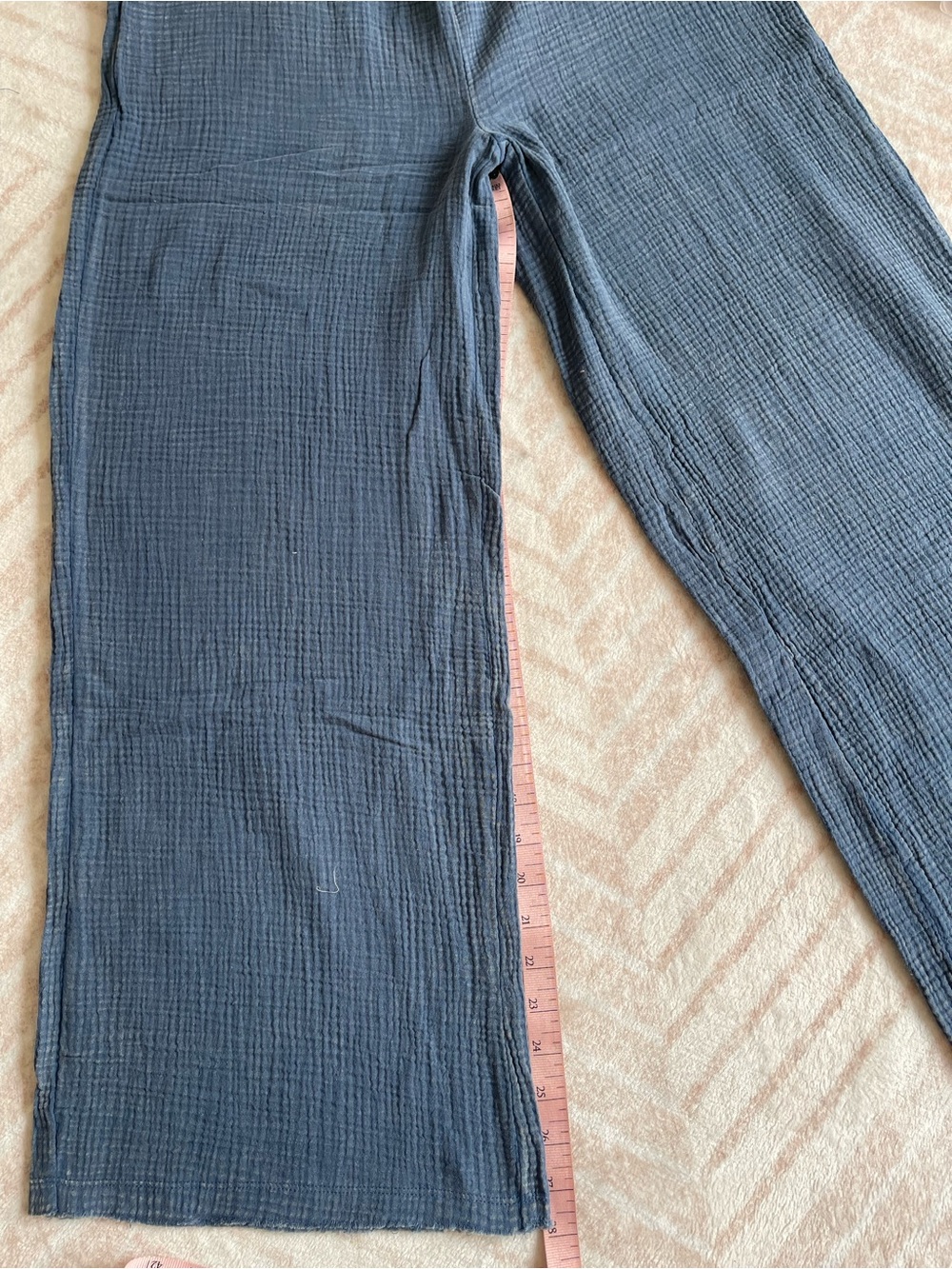 Zenana 100% Cotton Acid-Wash Gauze Pants - Dusty Blue - Picture 7 of 9